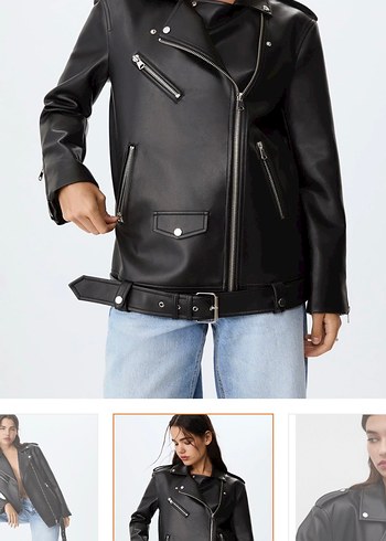 Siyah Kadın Deri Biker Ceket