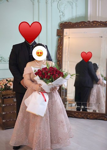 xxl Beden Pudra gül kurusu midi boy elbise söz ve nişanlık