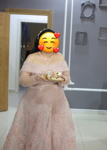 xxl Beden pembe Renk Pudra gül kurusu midi boy elbise söz ve nişanlık