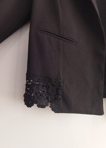 Dantel Detaylı Siyah Kadın Blazer Ceket