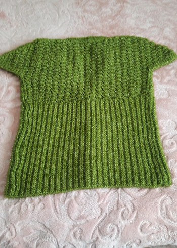 Yeşil V Yaka Kısa Kollu Triko Hırka - Görsel 4