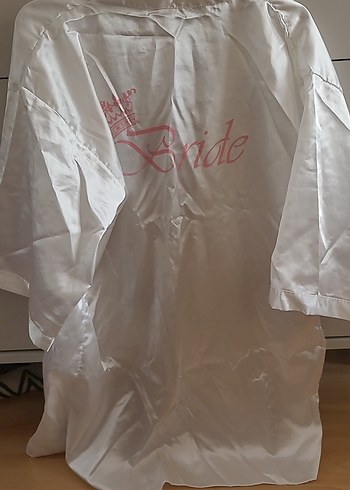 Beyaz Parlak Midi Kadın Sabahlık - Görsel 2