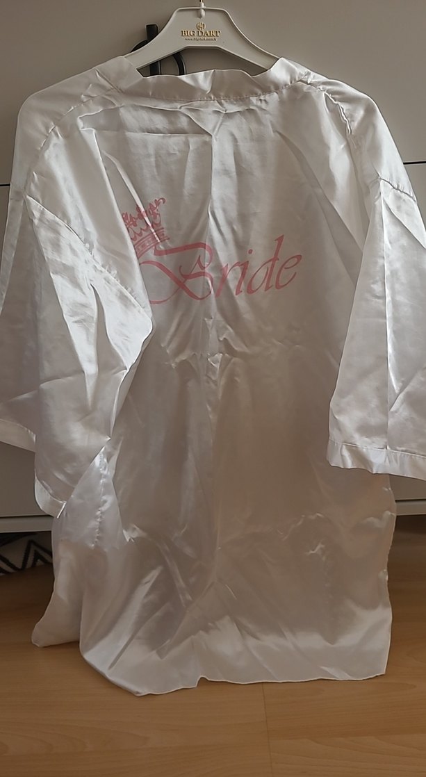 Beyaz Parlak Midi Kadın Sabahlık - Görsel 2