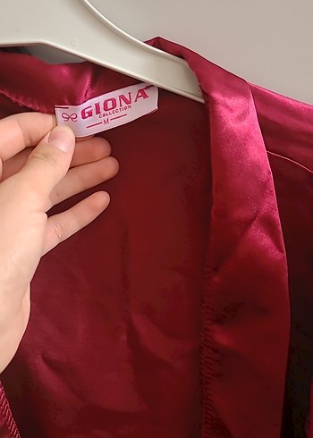 Bordo Parlak Uzun Kadın Sabahlık - Görsel 3