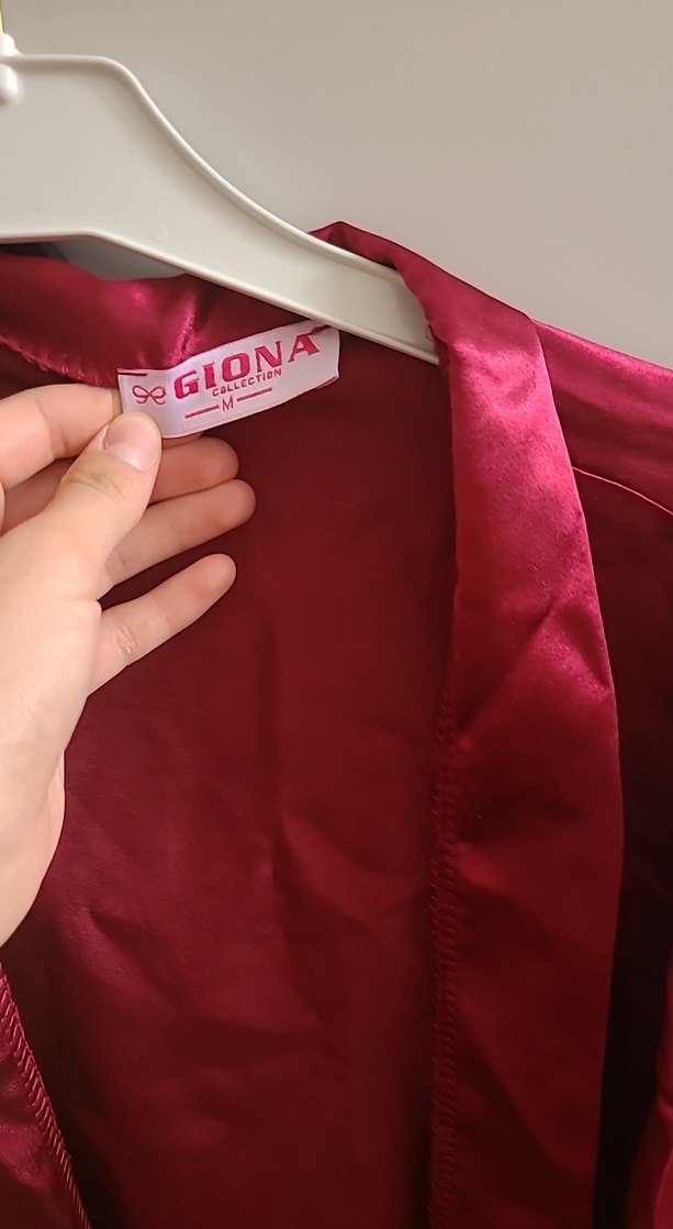 Bordo Parlak Uzun Kadın Sabahlık - Görsel 3