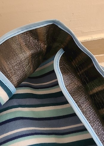 Uzun Çizgili Mavi Piknik matı - Görsel 2