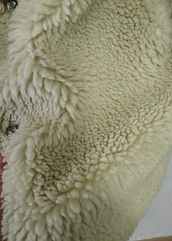 Peluş Kumaşlı Bej Kadın Kaban - Görsel 5