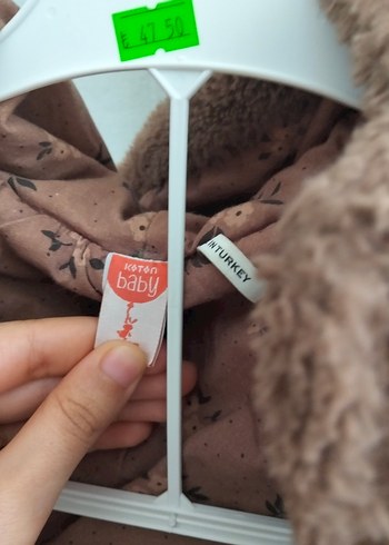 Kız Çocuk Kapüşonlu Kahverengi Peluş Mont - Görsel 7