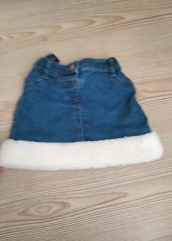 Kürklü Mavi Denim Kız Eteği - Görsel 2