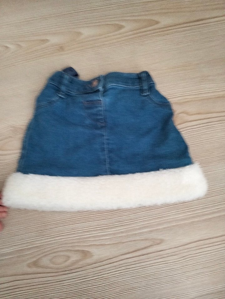 Kürklü Mavi Denim Kız Eteği - Görsel 2