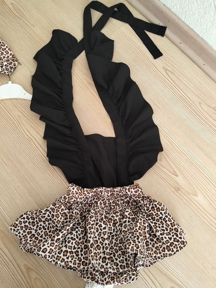 Leopar Desenli Fırfırlı Bebek Tulum - Görsel 2