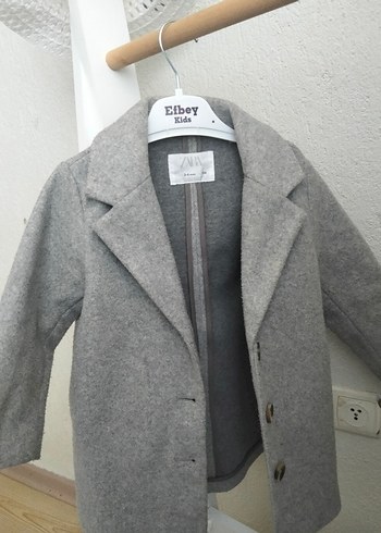 Gri kiz Çocuk Yün Kaban - Görsel 3