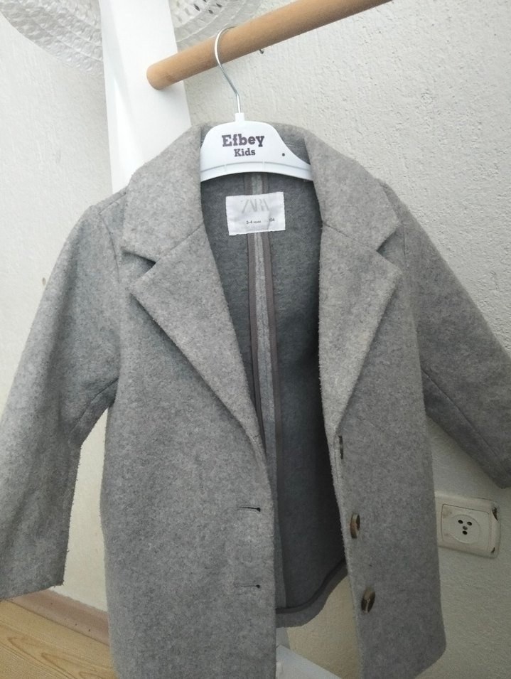 Gri kiz Çocuk Yün Kaban - Görsel 3
