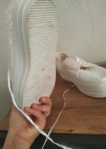 Beyaz Dantel Bağcıklı Platform Kadın Spor Ayakkabı - Görsel 5