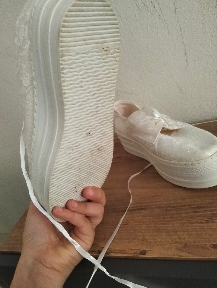 Beyaz Dantel Bağcıklı Platform Kadın Spor Ayakkabı - Görsel 5