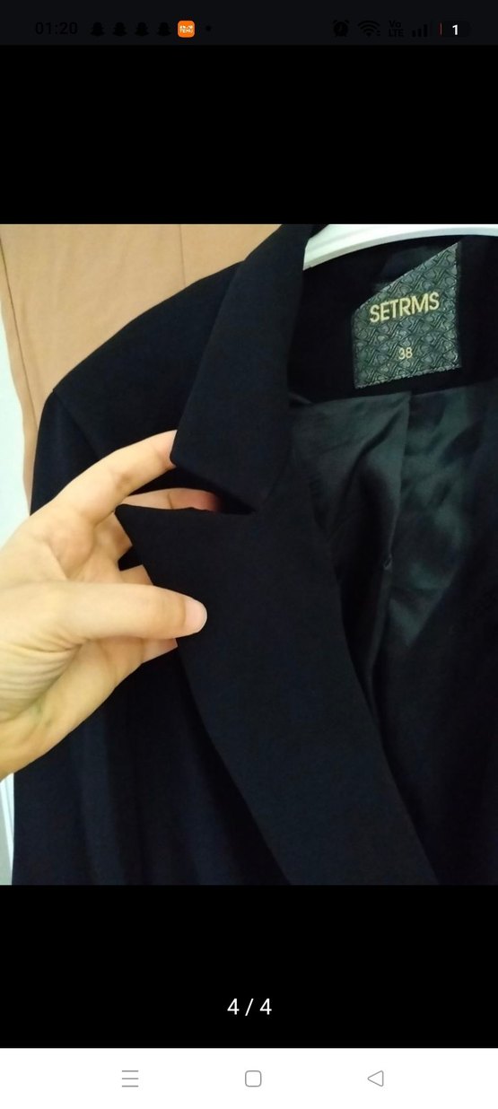 Düğmeli Siyah Midi Kadın Blazer Ceket - Görsel 2