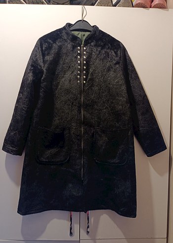 Siyah Uzun Süet Kadın Kaban özel dikim kullanılmamış - Görsel 2