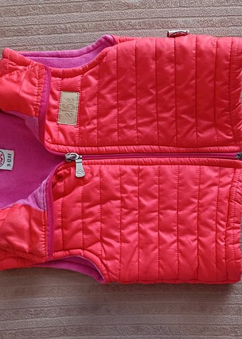 Kız Çocuk Pembe Fermuarlı Yelek - Görsel 2