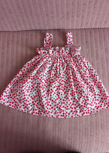 kırmızı Kirazlı Renkli Fırfırlı çocuk elbisesi - Görsel 2