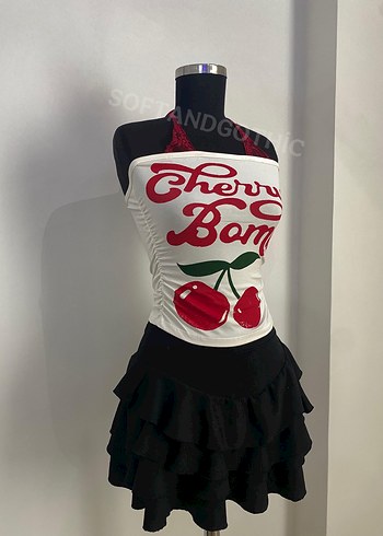 l Beden beyaz Renk Cherry bomba bluz