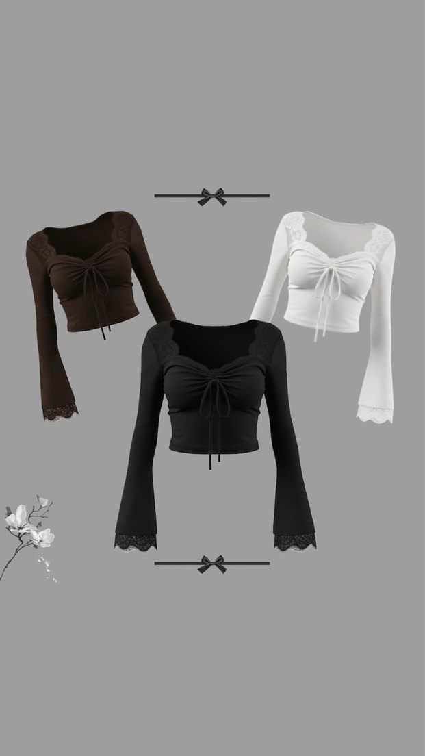 Siyah Gotik Uzun Kollu Crop Top - Görsel 2