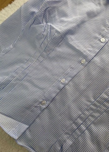 Mavi Çizgili Kadın Gömlek - Görsel 3