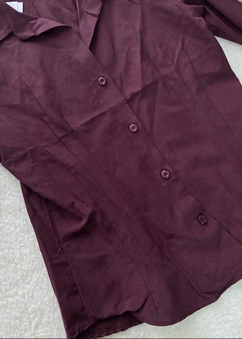 Bordo Uzun Kollu  Kadın Gömlek - Görsel 3