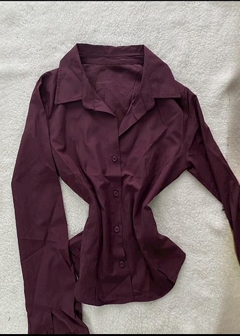 Bordo Uzun Kollu  Kadın Gömlek - Görsel 2