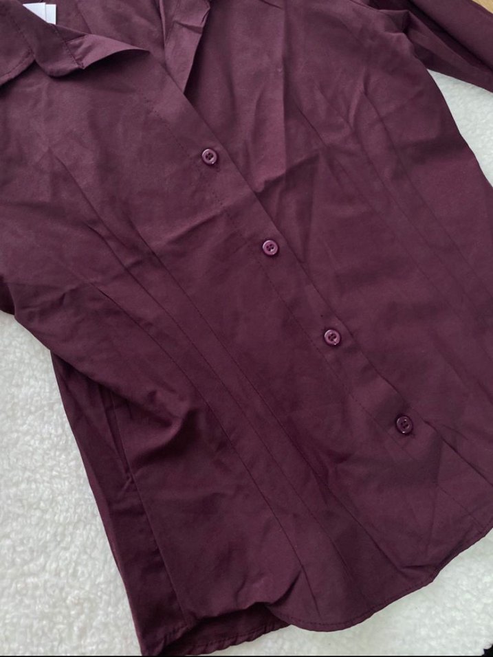 Bordo Uzun Kollu  Kadın Gömlek - Görsel 3