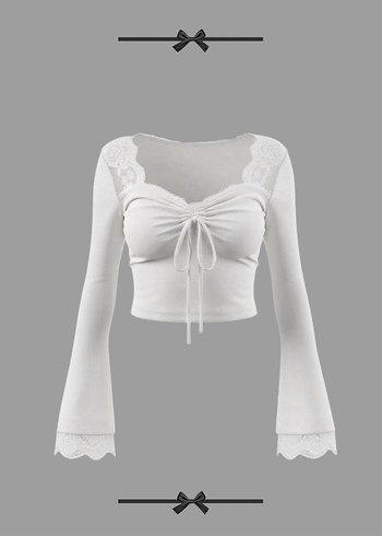 Beyaz Mini Dantel Detaylı  Bluz - Görsel 2
