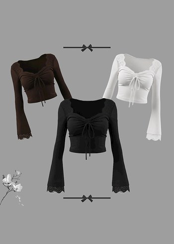 Beyaz Mini Dantel Detaylı  Bluz - Görsel 3