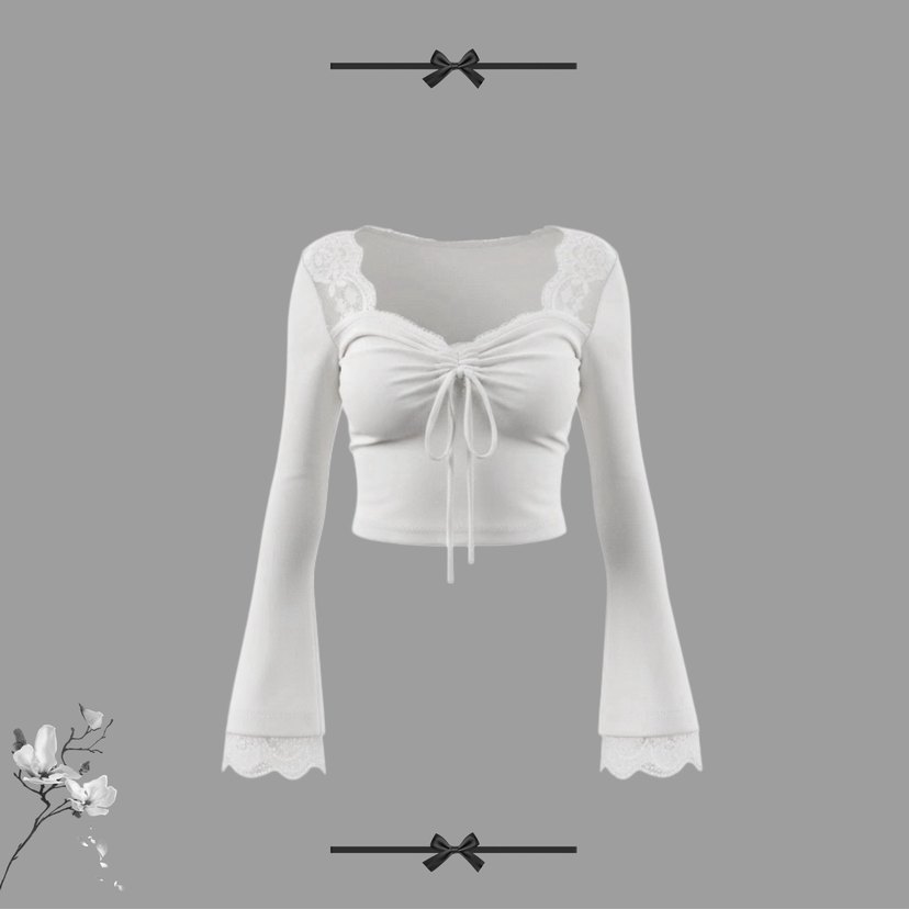 Beyaz Mini Dantel Detaylı  Bluz - Görsel 2