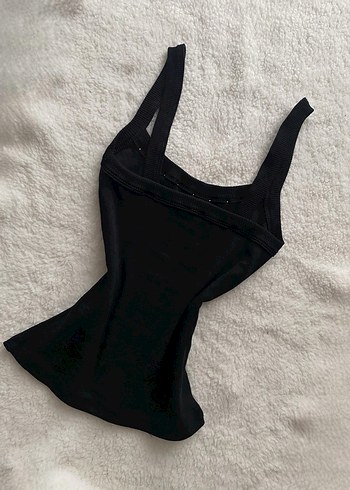 Siyah V Yaka Strappy Goth Mini Atlet - Görsel 2