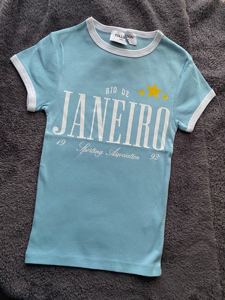 Mavi bayan  Tişörtü Kısa Kollu Baskılı - Görsel 2