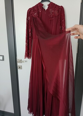 Bordo tesettür abiye 