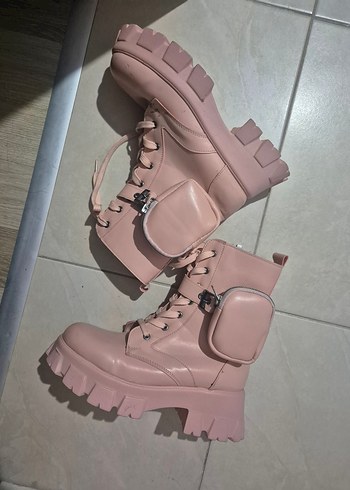 Pembe Platform Topuklu Kadın Botları