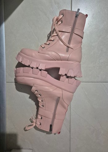Shoe Tek Pembe Platform Topuklu Kadın Botları