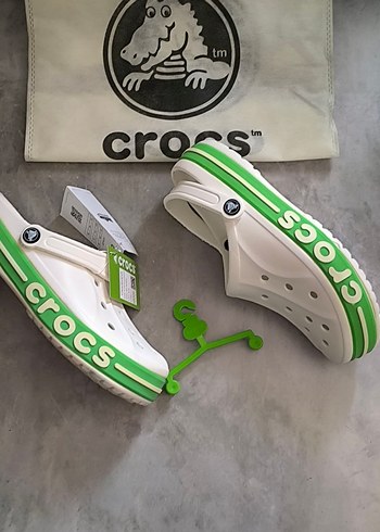 37 Beden Crocs Kadın Spor Terlik Beyaz Yeşil