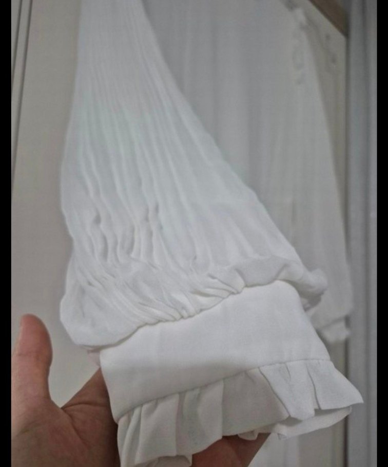 Uzun Beyaz Tesettür Abiye - Görsel 3