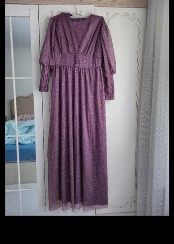 Bordo V Yaka Uzun Kollu Bohem Elbise - Görsel 2