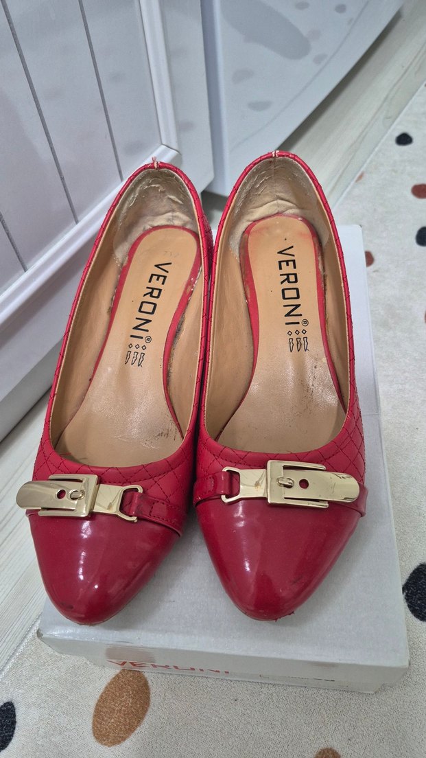 Klasik Kırmızı Kadın Topuklu Ayakkabı - Görsel 2