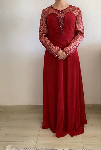 38 Beden bordo Renk Abiye
