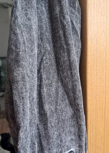 Gri Erkek Denim Düğmeli Uzun Kollu Gömlek yenı gibi - Görsel 8