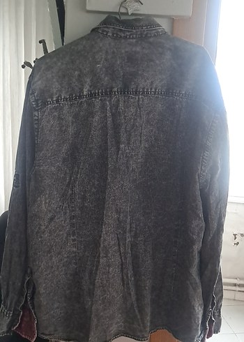 Gri Erkek Denim Düğmeli Uzun Kollu Gömlek yenı gibi - Görsel 6