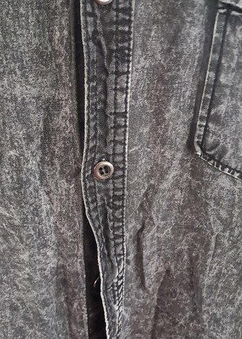 Gri Erkek Denim Düğmeli Uzun Kollu Gömlek yenı gibi - Görsel 10