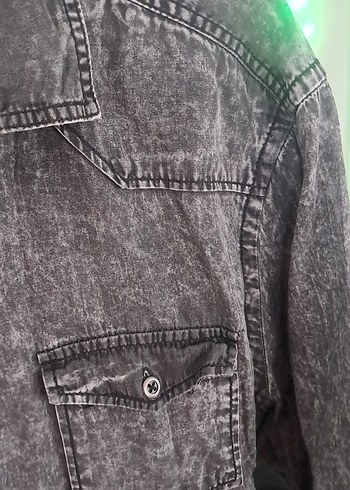 Gri Erkek Denim Düğmeli Uzun Kollu Gömlek yenı gibi - Görsel 11