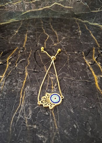 İşlemeli Boncuklu Altın Renkli Bohem Bileklik - Görsel 3