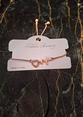 Rose Gold Kalp Atışı Detaylı Taşlı Bileklik - Görsel 2