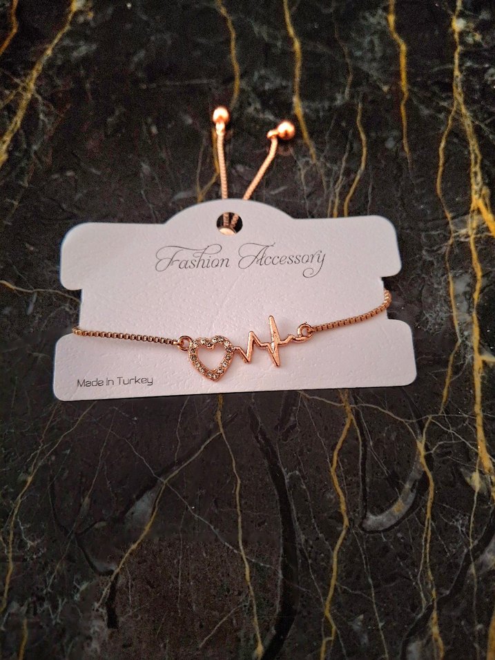 Rose Gold Kalp Atışı Detaylı Taşlı Bileklik - Görsel 2
