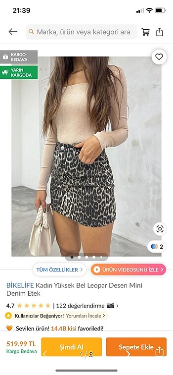Leopar desenli mini etek